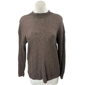 Naadam 100% Cashmere Women's Brown Knit Mock Neck Long Sleeve Sweater Top Sz XS